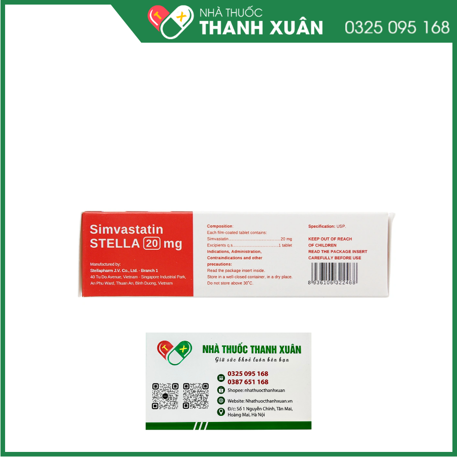 Simvastatin STELLA 20mg điều trị rối loạn lipid máu