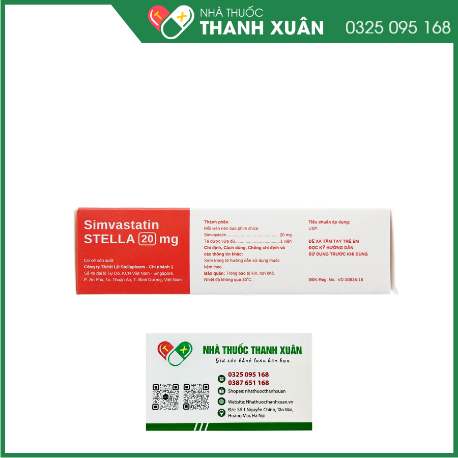 Simvastatin STELLA 20mg điều trị rối loạn lipid máu