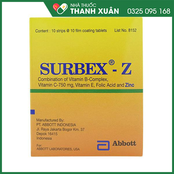 Surbex-Z - thuốc bổ sung vitamin và kẽm
