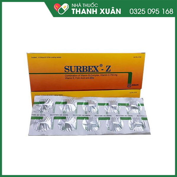 Surbex-Z - thuốc bổ sung vitamin và kẽm