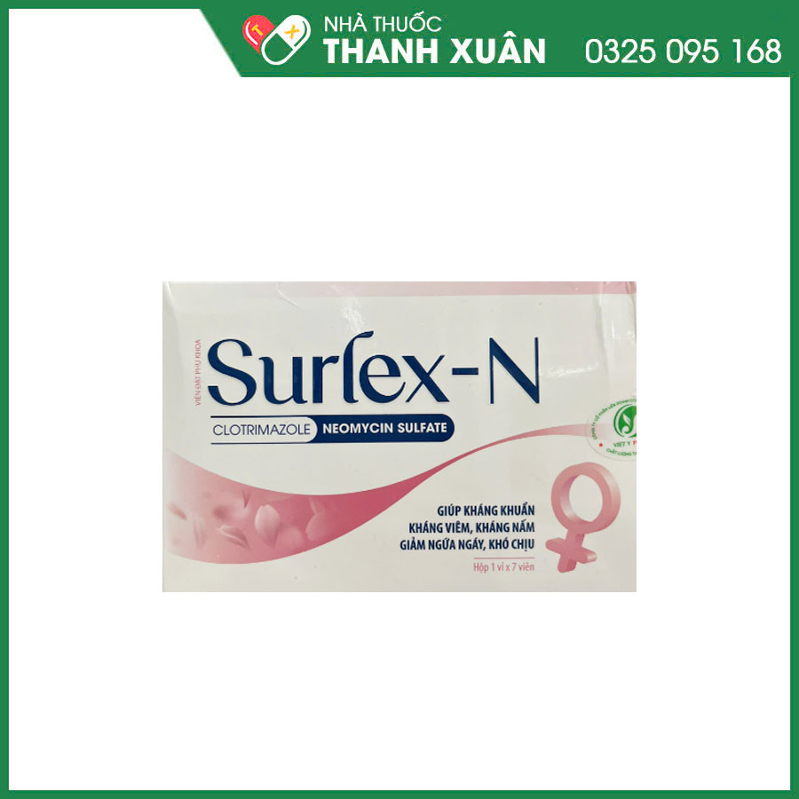 Viên đặt Surfex- N hỗ trợ điều trị viêm nhiễm phụ khoa do vi khuẩn, nấm hoặc trùng roi, âm đạo ra khí hư bất thường, có mùi hôi, ngứa
