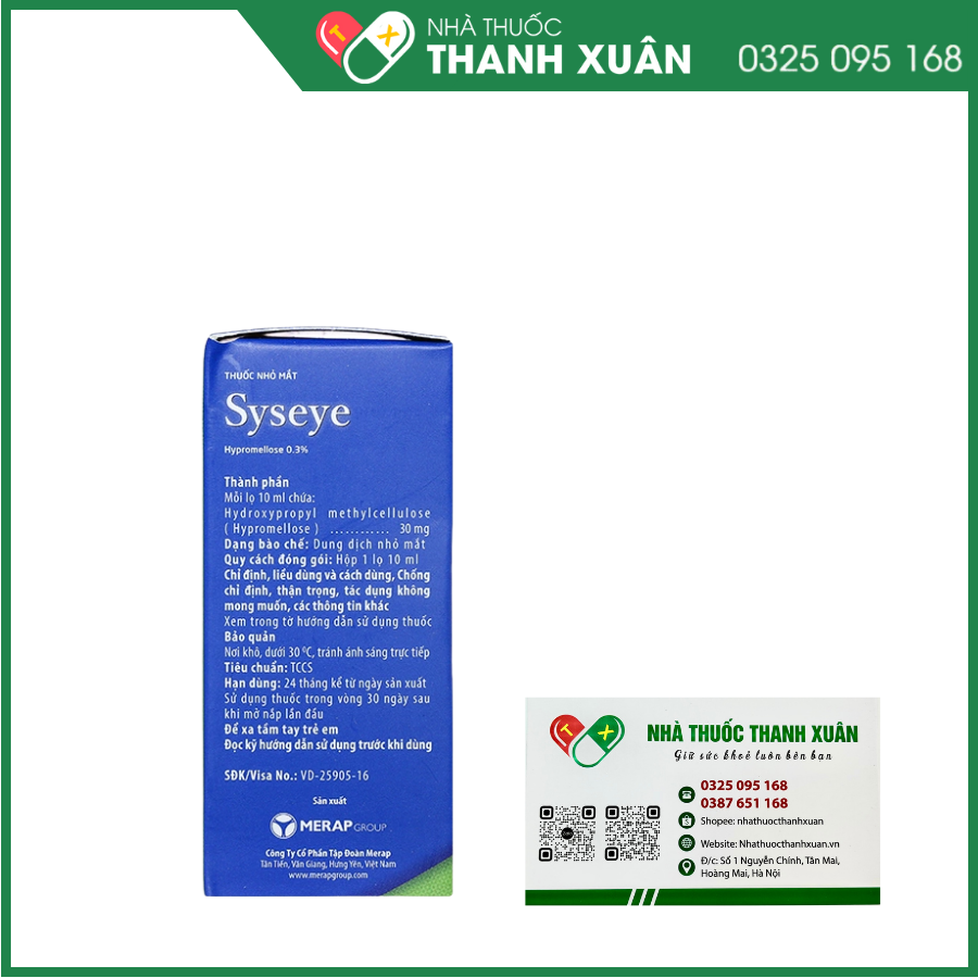 Dung dịch nhỏ mắt Syseye 0,3% giảm kích ứng mắt, khô mắt