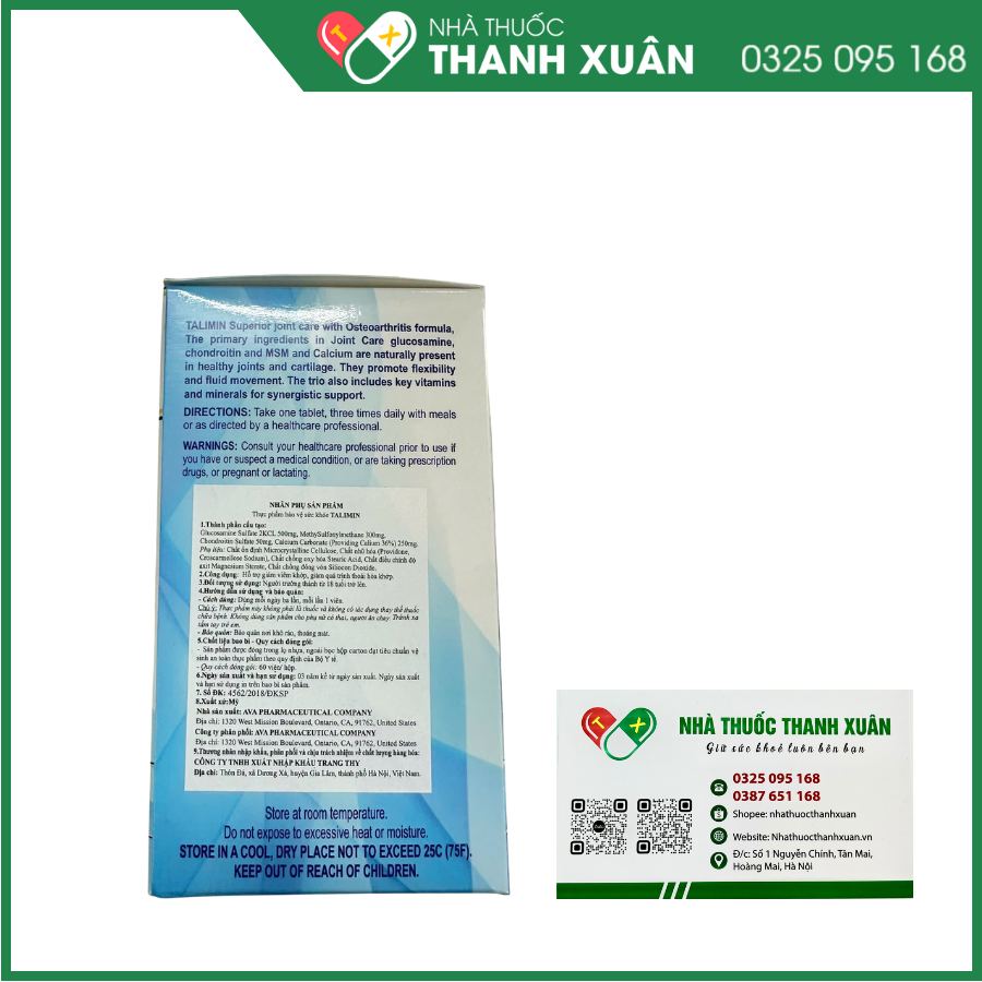 Viên uống Talimin giảm viêm khớp, thoái hóa khớp