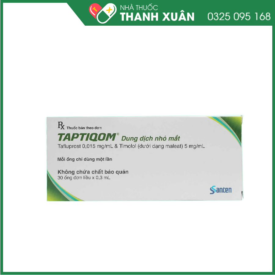 Dung dịch nhỏ mắt Taptiqom trị tăng nhãn áp (30 ống x 0.3ml)