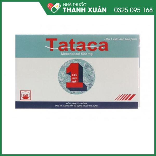 Viên nhai Tataca 500mg trị giun sán (1 vỉ x 1 viên)