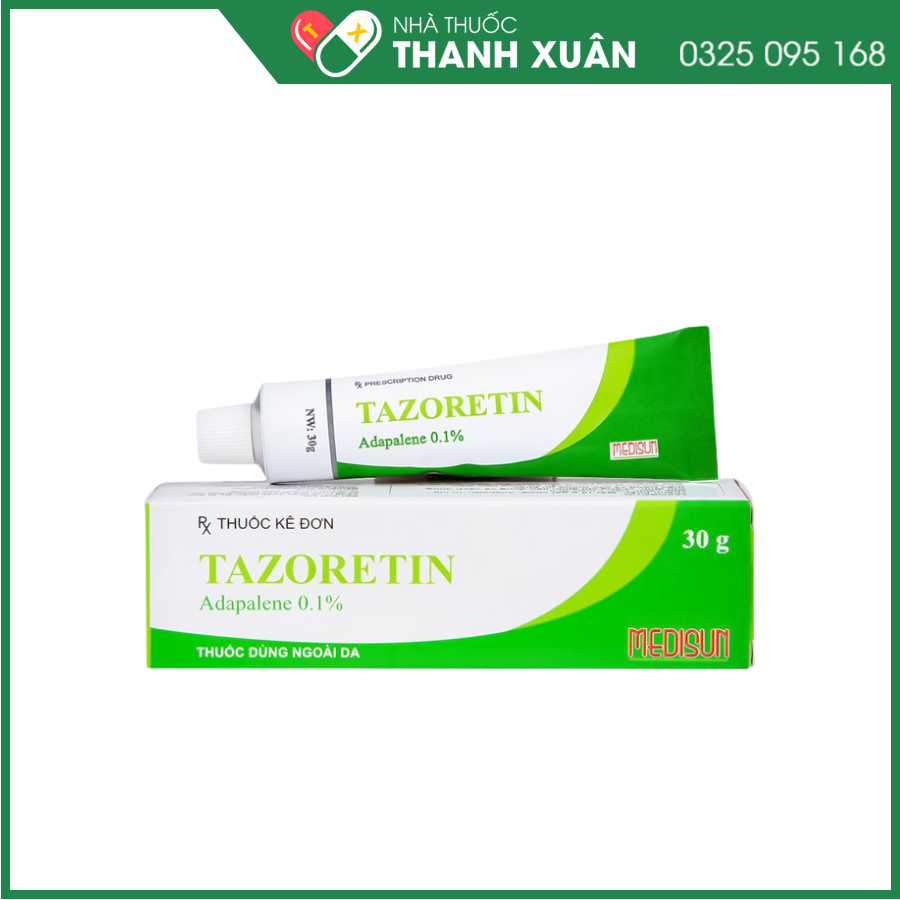 Tazoretin 0,1% trị mụn trứng cá vừa và nhẹ