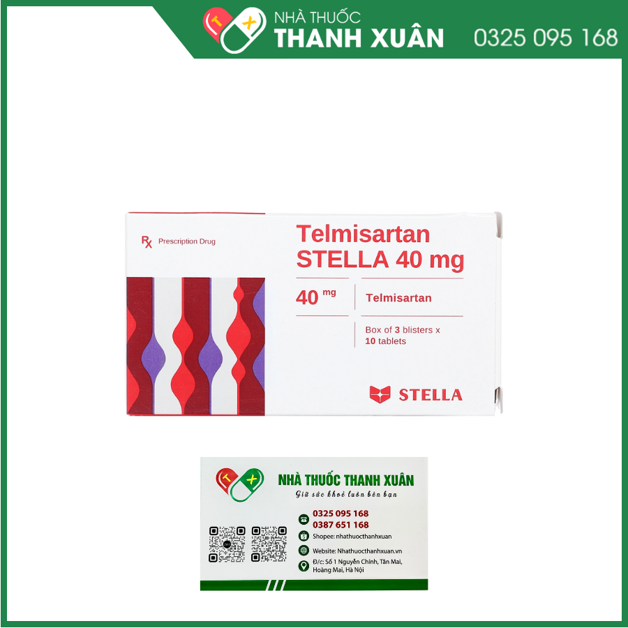 Telmisartan STELLA 40mg trị tăng huyết áp, phòng ngừa bệnh tim mạch