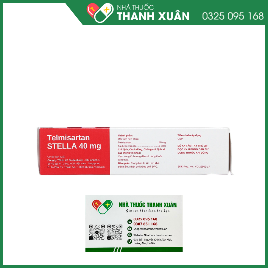 Telmisartan STELLA 40mg trị tăng huyết áp, phòng ngừa bệnh tim mạch