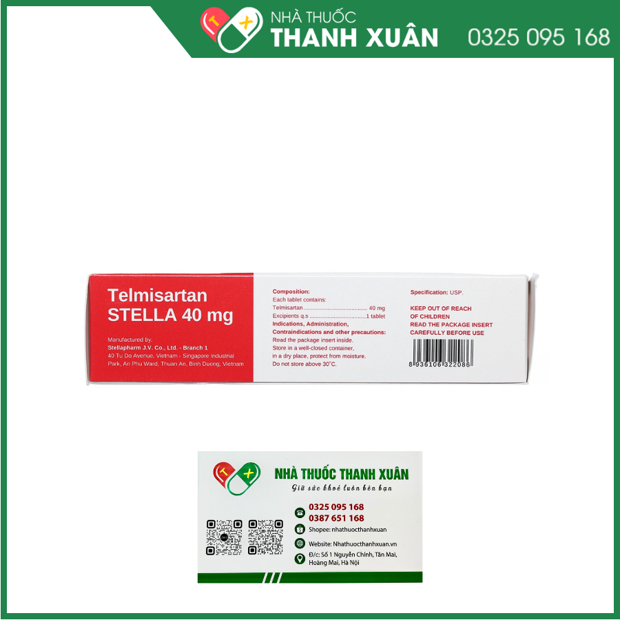 Telmisartan STELLA 40mg trị tăng huyết áp, phòng ngừa bệnh tim mạch