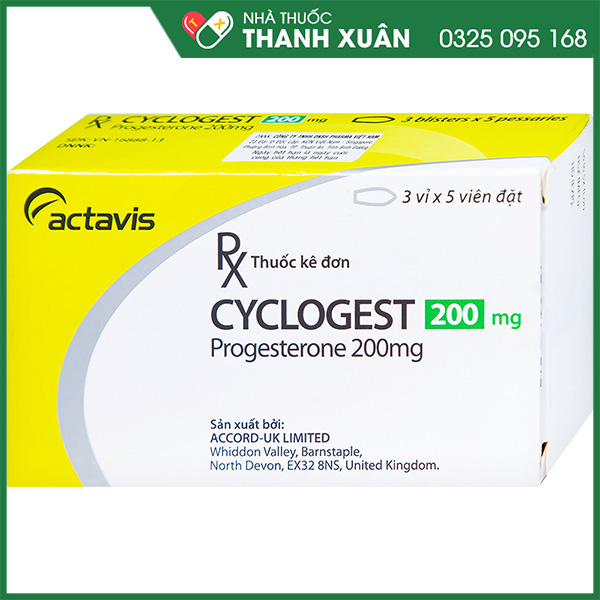 Thuốc Cyclogest 200mg hỗ trợ sinh sản, điều trị tiền kinh nguyệt