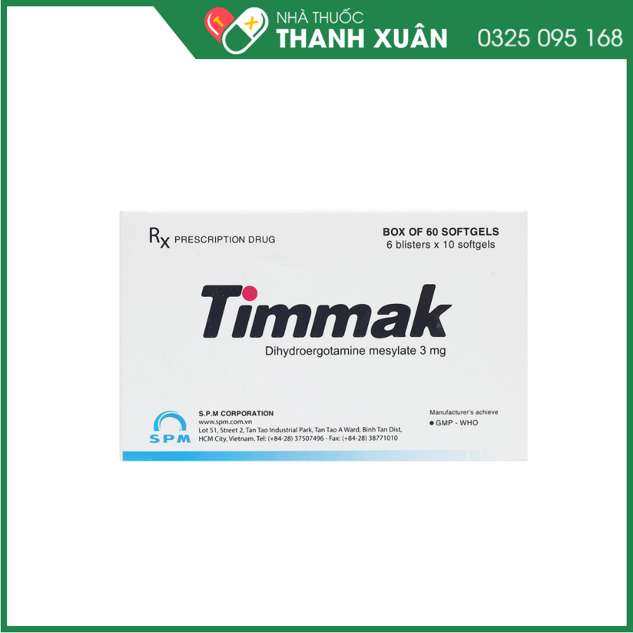 Thuốc Timmak 3mg S.P.M điều trị rối loạn tuần hoàn thể đứng