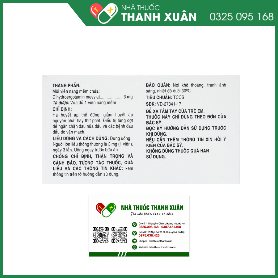 Thuốc Timmak 3mg S.P.M điều trị rối loạn tuần hoàn thể đứng