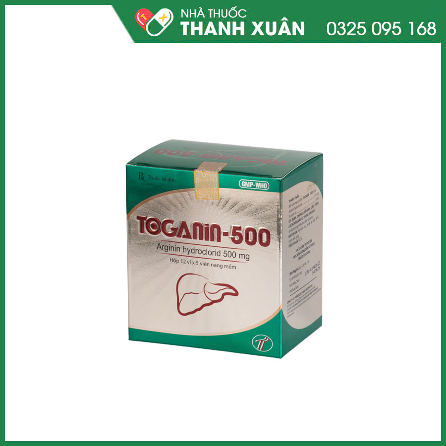 Toganin 500 thuốc điều trị chứng tăng amoniac máu, giúp bổ sung dinh dưỡng cho người bệnh và hỗ trợ cải thiện rối loạn đường tiêu hóa