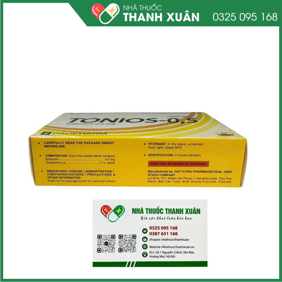 Thuốc Tonios-0.5 điều trị viêm gan B mạn