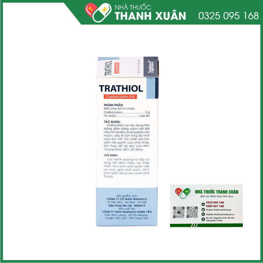 Thuốc Trathiol điều trị các bệnh đường hô hấp có tăng tiết đờm nhiều và nhầy nhớt