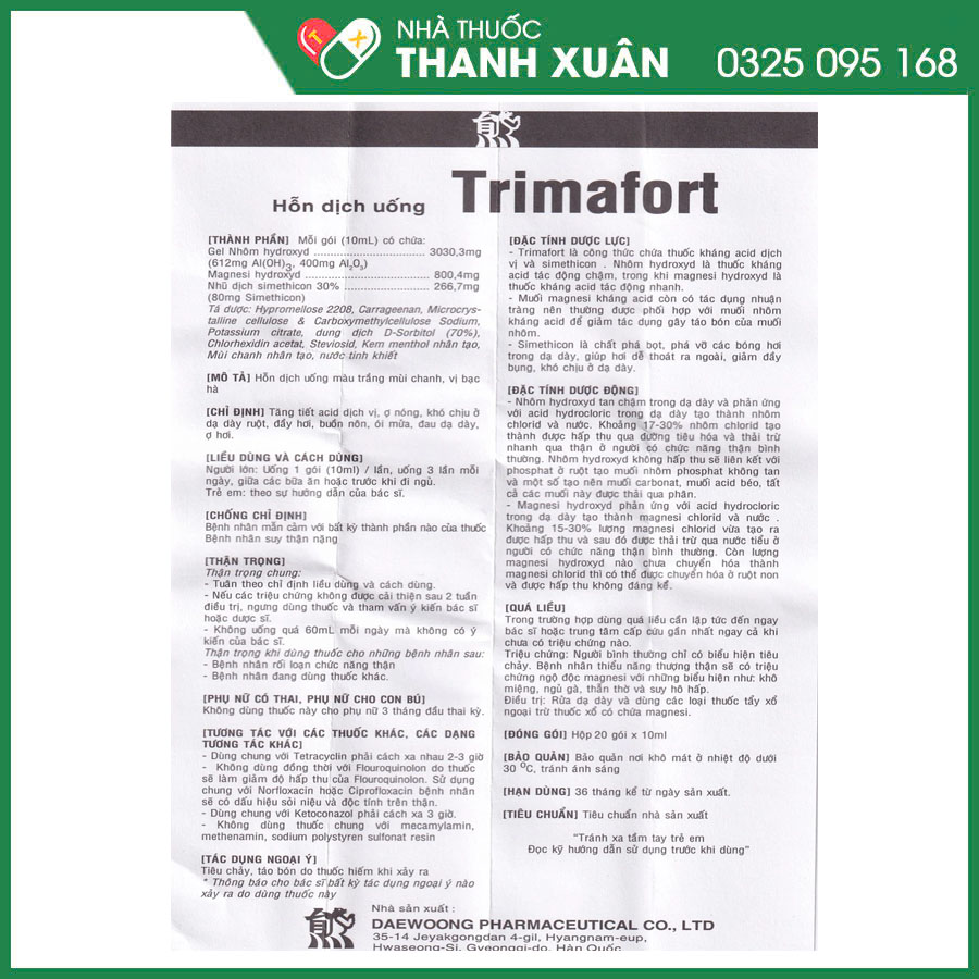 Trimafort thuốc điều trị đau dạ dày, ợ nóng, đầy hơi