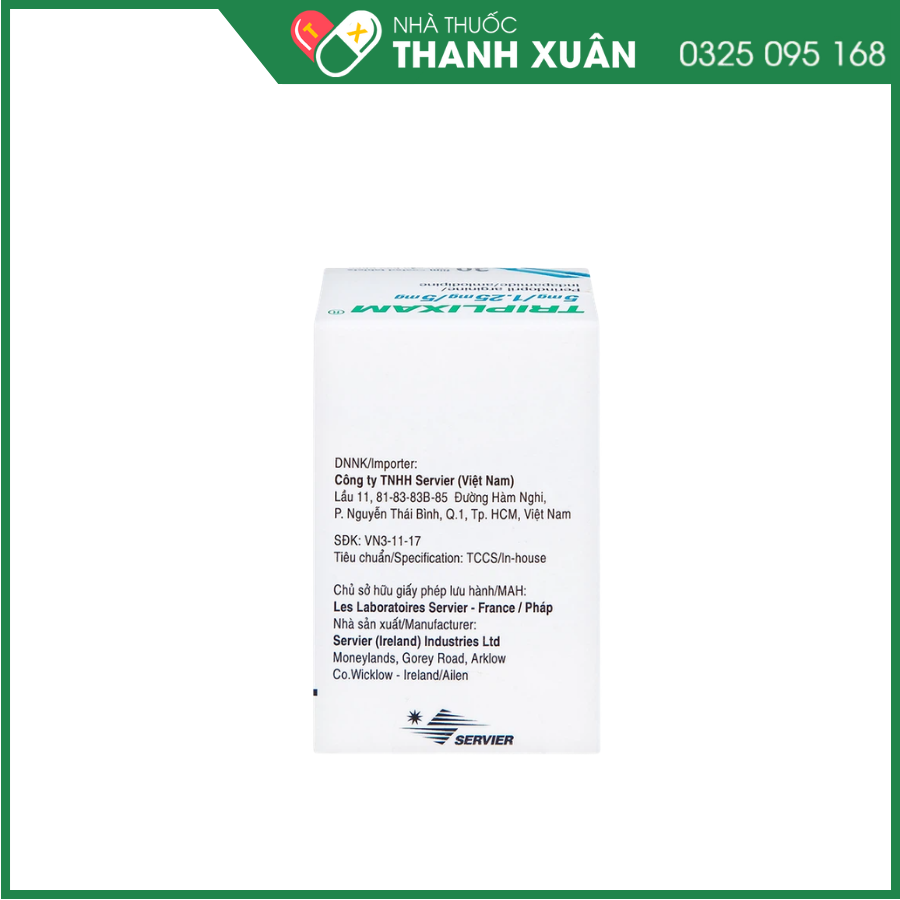 Thuốc Triplixam 5mg/1.25mg/5mg Servier điều trị tăng huyết áp