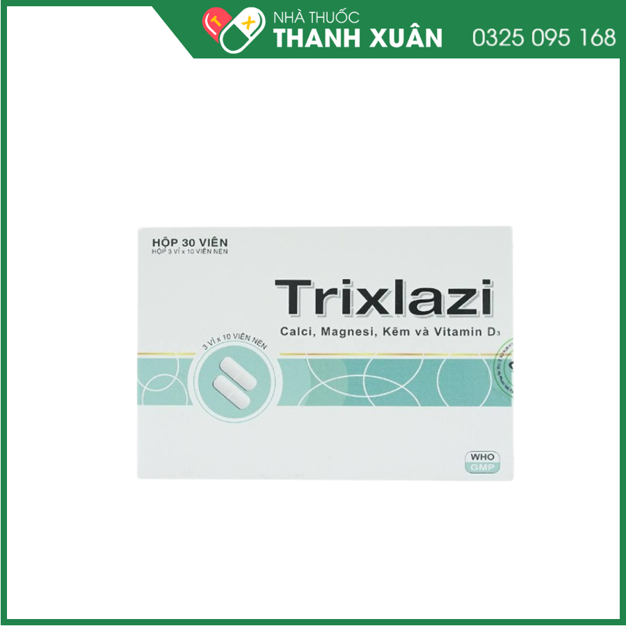 Trixlazi bổ sung Canxi, Magnesi, Kẽm và Vitamin D3 cho cơ thể