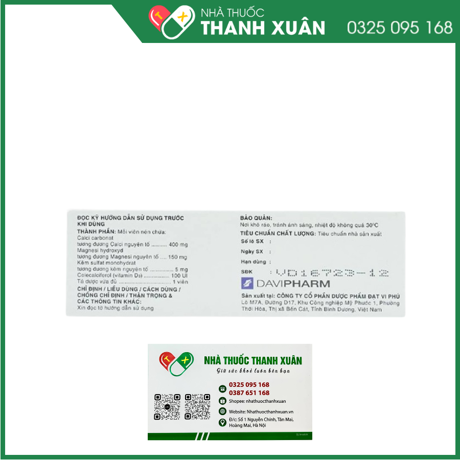 Trixlazi bổ sung Canxi, Magnesi, Kẽm và Vitamin D3 cho cơ thể
