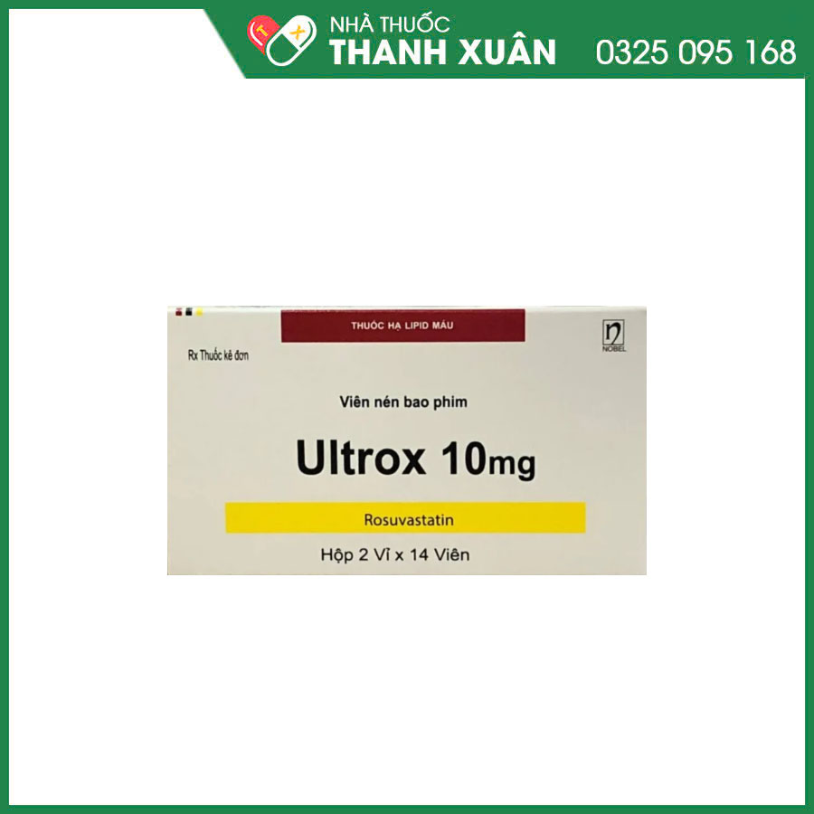 Ultrox 10mg thuốc điều trị tăng cholesterol máu, phòng ngừa các biến cố tim mạch