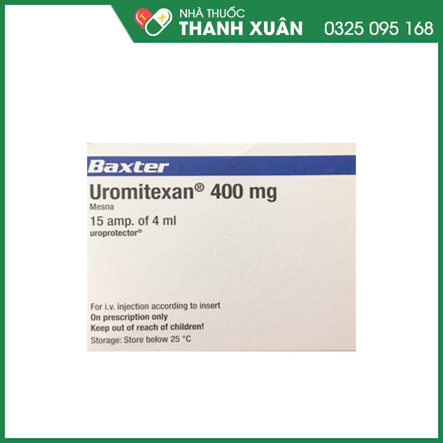 Uromitexan 400mg thuốc phòng ngừa độc tính trên niệu đạo do sử dụng oxazaphosphorines
