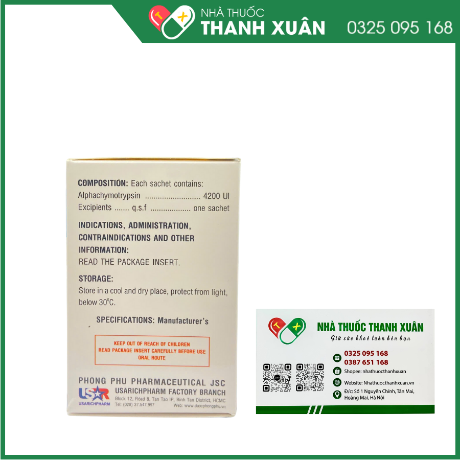 Usaralphar 4200 UI điều trị phù nề sau chấn thương, phẫu thuật, bỏng