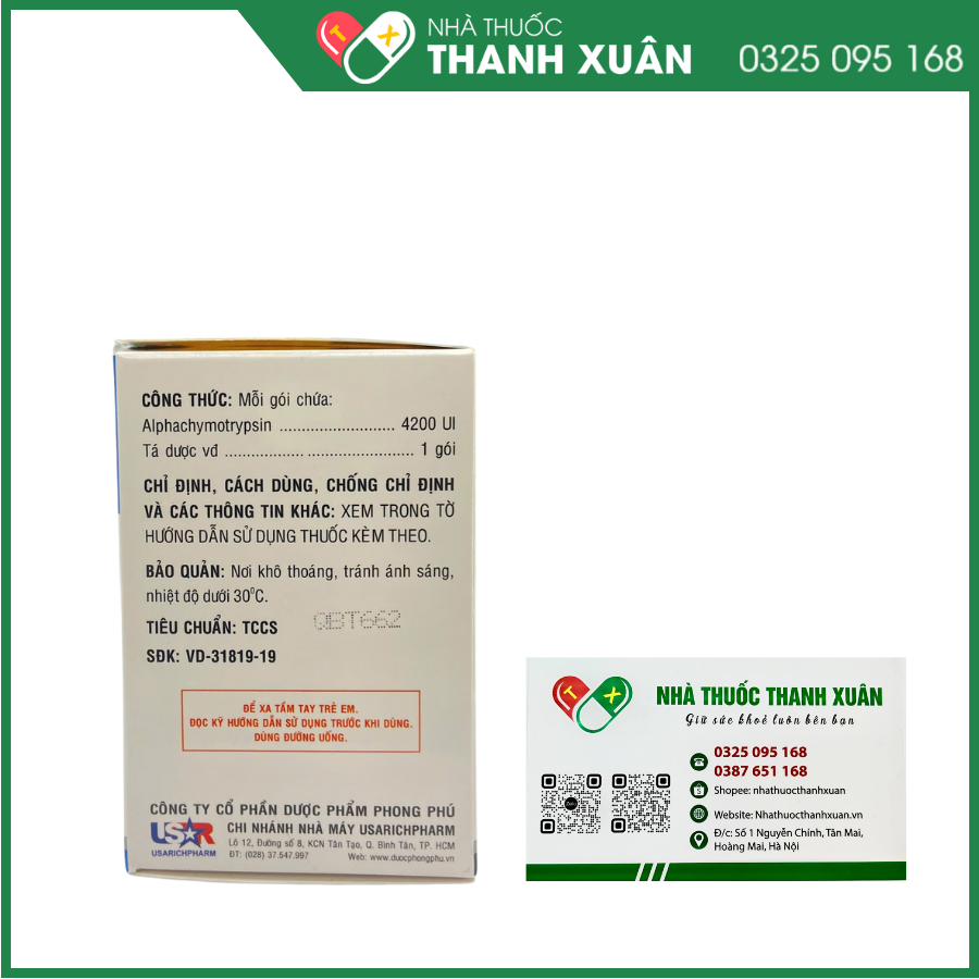 Usaralphar 4200 UI điều trị phù nề sau chấn thương, phẫu thuật, bỏng
