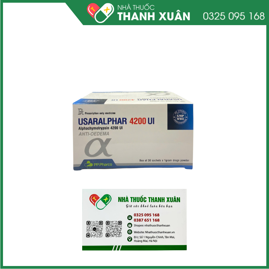 Usaralphar 4200 UI điều trị phù nề sau chấn thương, phẫu thuật, bỏng