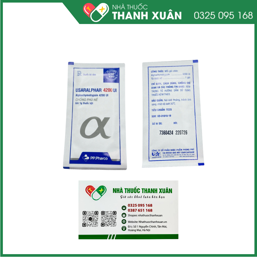 Usaralphar 4200 UI điều trị phù nề sau chấn thương, phẫu thuật, bỏng
