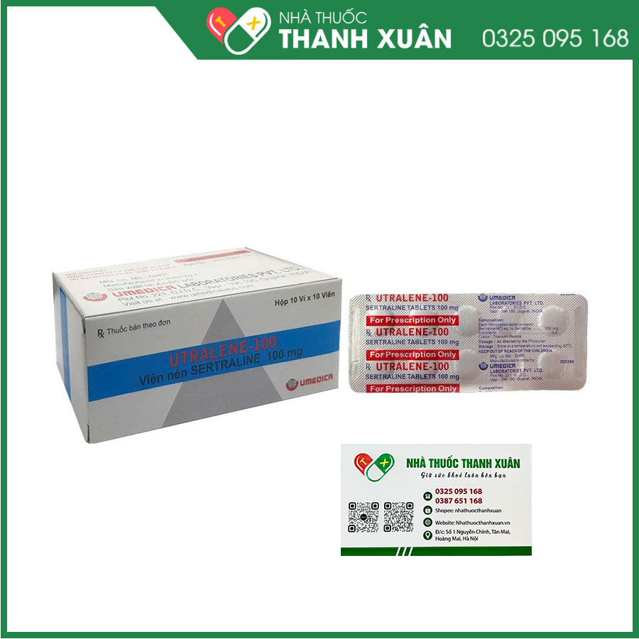 Utralene-100 thuốc điều trị trầm cảm, rối loạn ám ảnh cưỡng bức, hoảng loạn, lo âu và sợ chỗ đông người