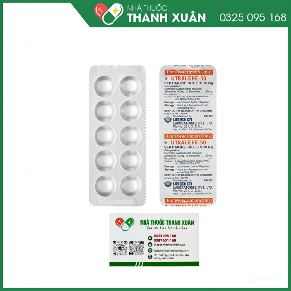 Utralene-50 điều trị trầm cảm (10 vỉ x 10 viên)