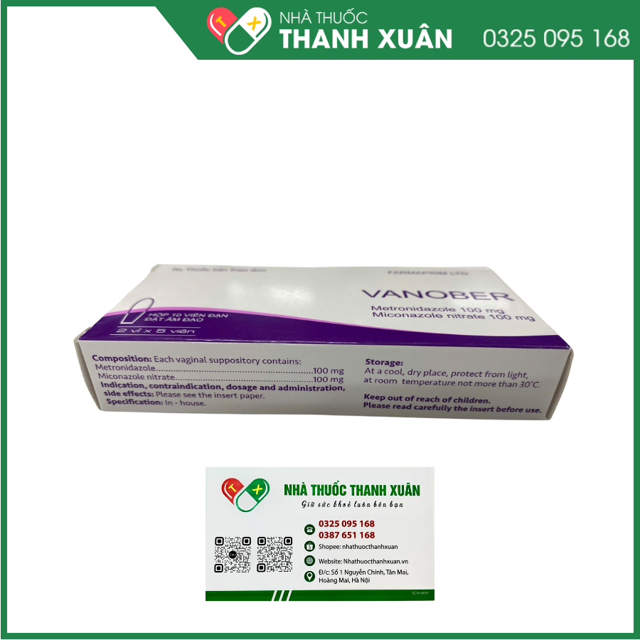 Viên đặt âm đạo Vanober trị viêm âm đạo khí hư, ngứa rát