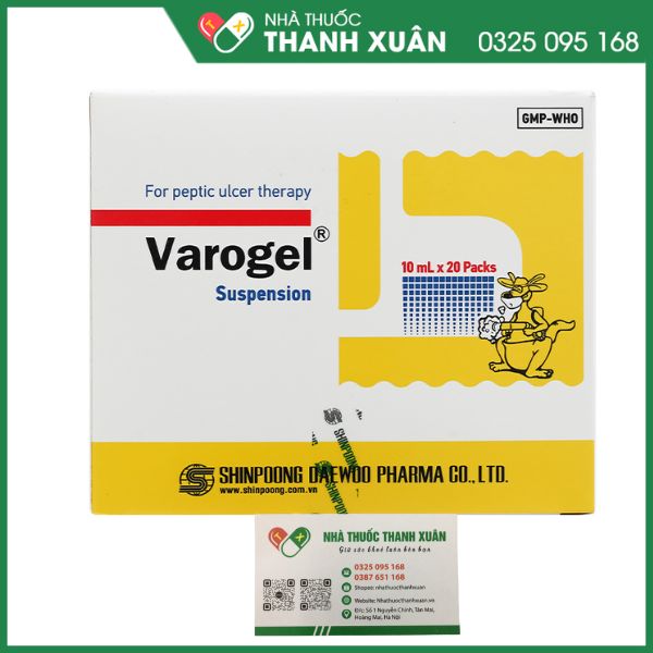 Hỗn dịch uống Varogel trị viêm loét dạ dày, tá tràng (20 gói x 10ml)