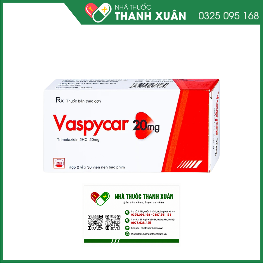 Vaspycar 20mg Pymepharco điều trị đau thắt ngực ổn định