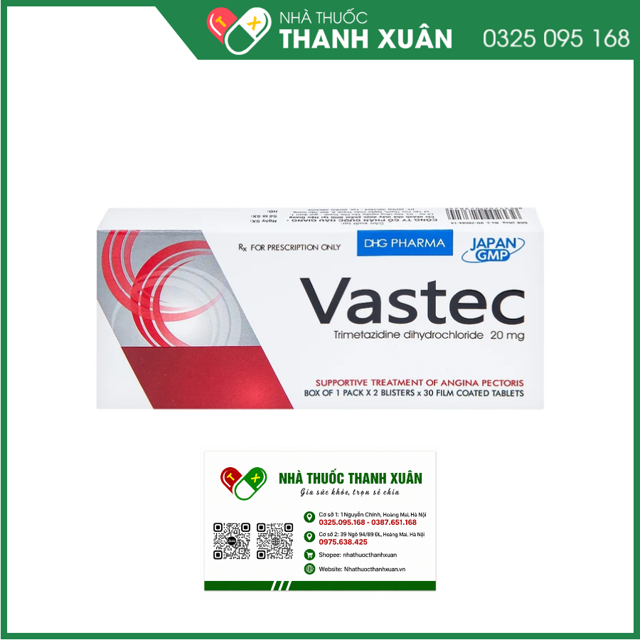 Vastec 20mg hỗ trợ điều trị đau thắt ngực