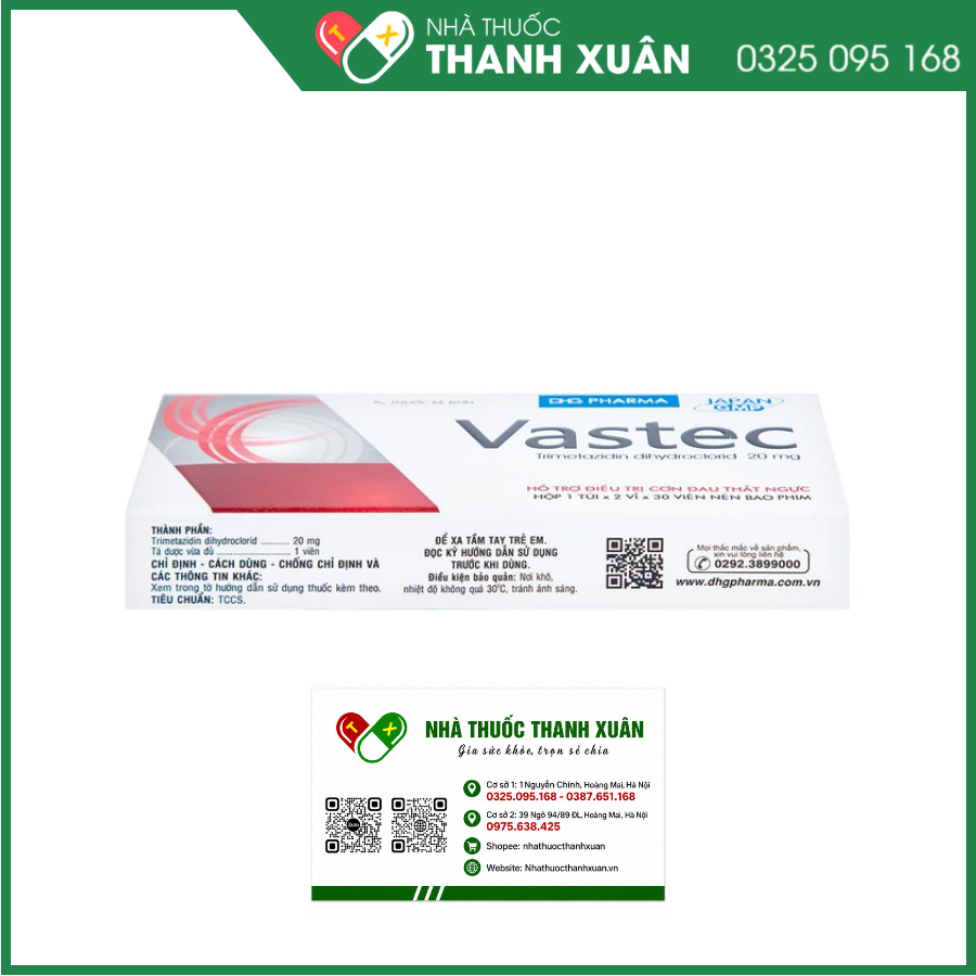 Vastec 20mg hỗ trợ điều trị đau thắt ngực