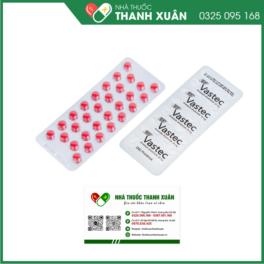 Vastec 20mg hỗ trợ điều trị đau thắt ngực