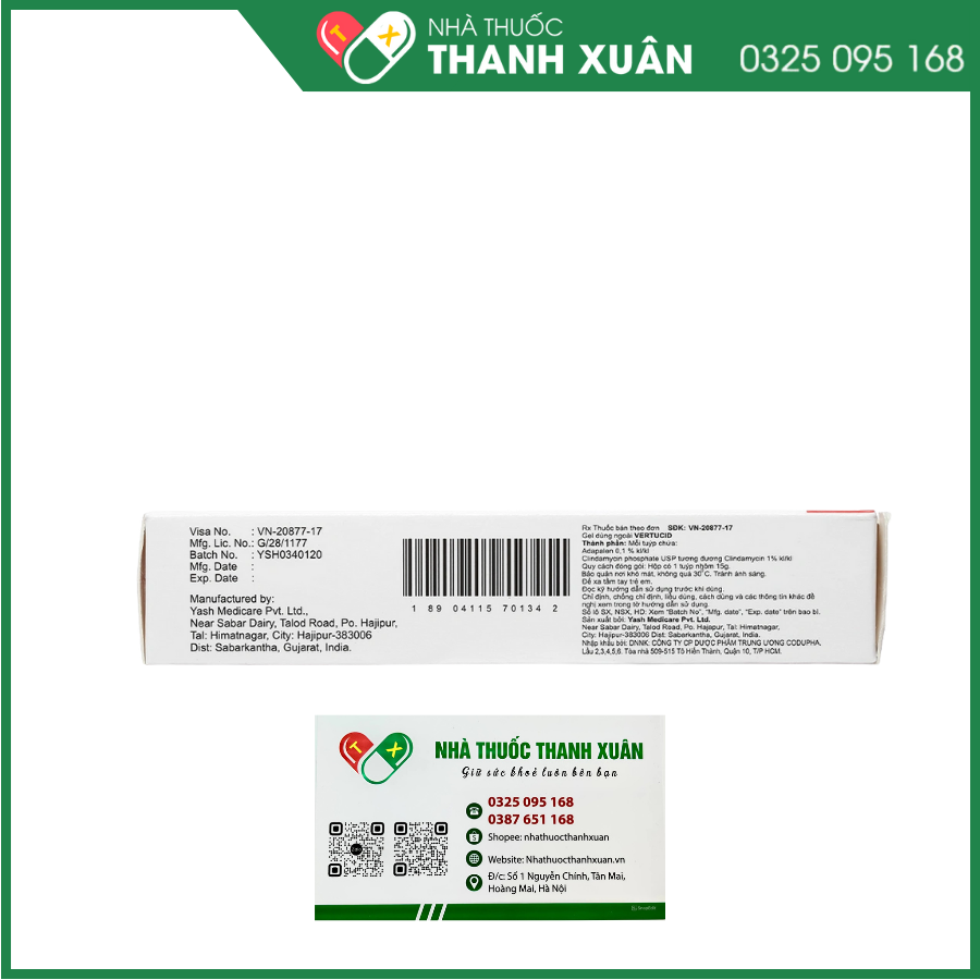 Vertucid Gel bôi trị mụn trứng cá