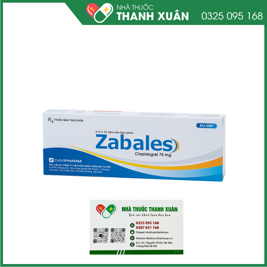 Zabales dự phòng rối loạn nghẽn mạch như nhồi máu, đột quỵ và xơ vữa động mạch