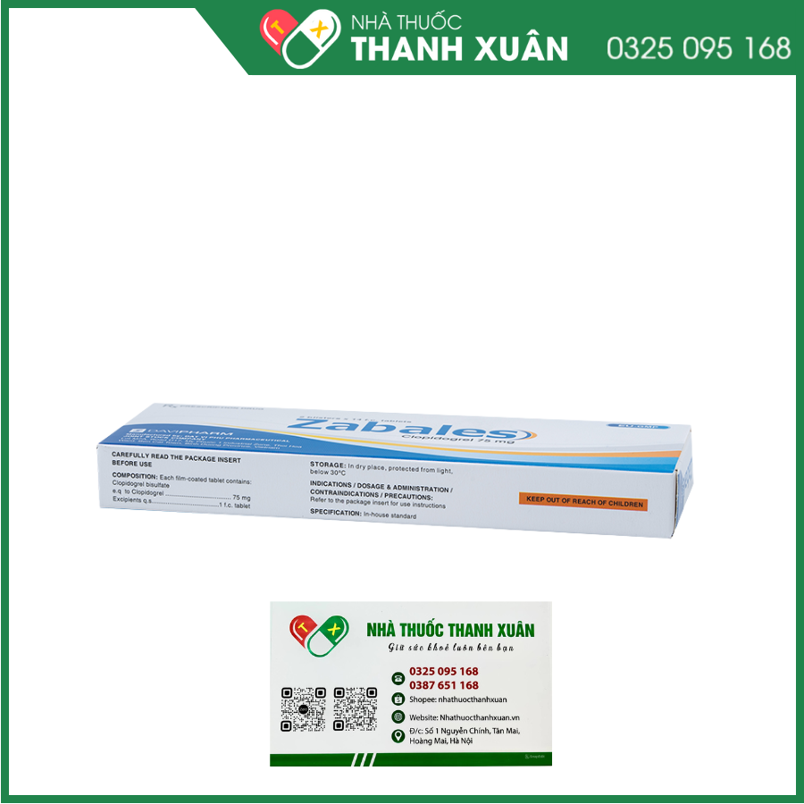 Zabales dự phòng rối loạn nghẽn mạch như nhồi máu, đột quỵ và xơ vữa động mạch