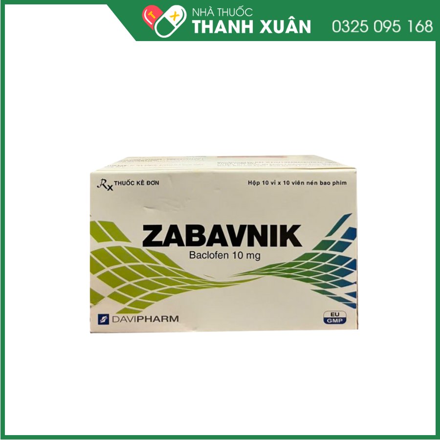 Zabavnik điều trị tình trạng co thắt cơ chủ động, co thắt cơ có nguồn gốc từ não hoặc xảy ra trong bệnh tuỷ sống