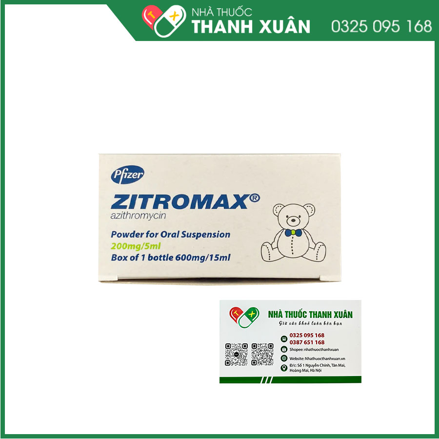 Zitromax SR 200mg/5ml thuốc kháng sinh điều trị nhiễm khuẩn hô hấp, nhiễm khuẩn tiêu hóa, nhiễm khuẩn da và mô