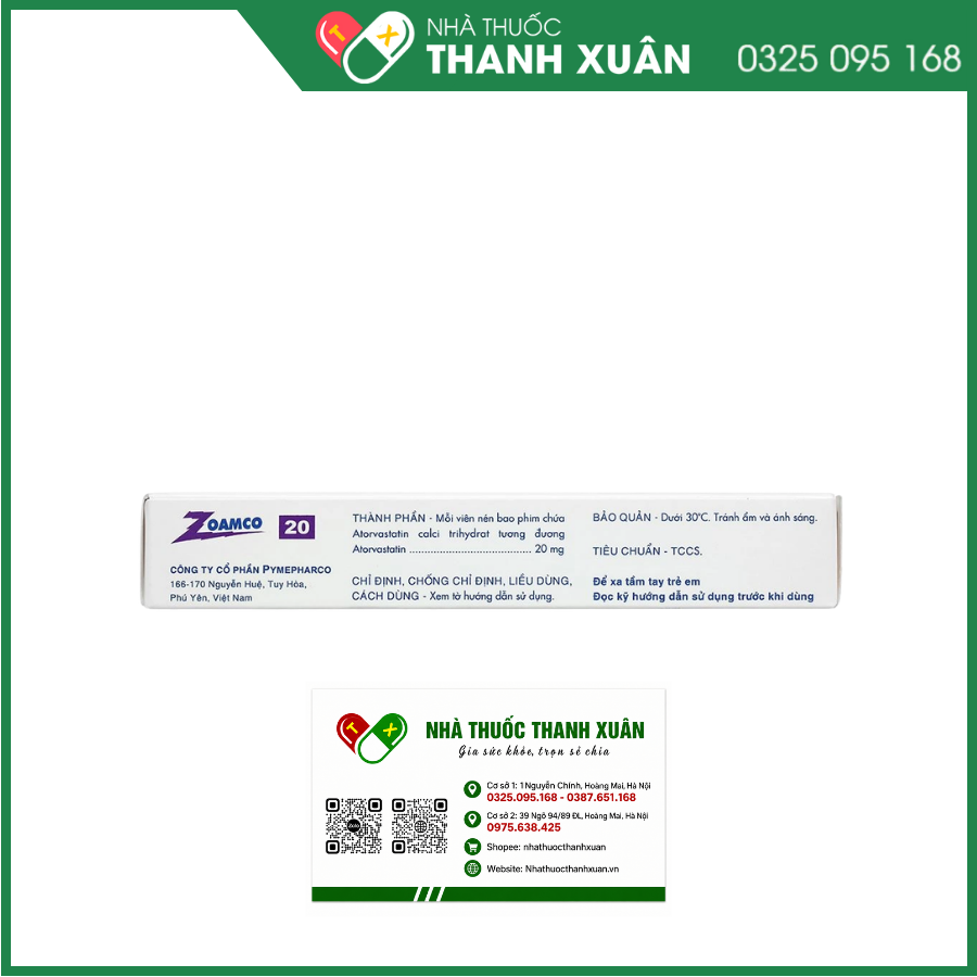 Zoamco 20mg Pymepharco điều trị rối loạn lipid máu