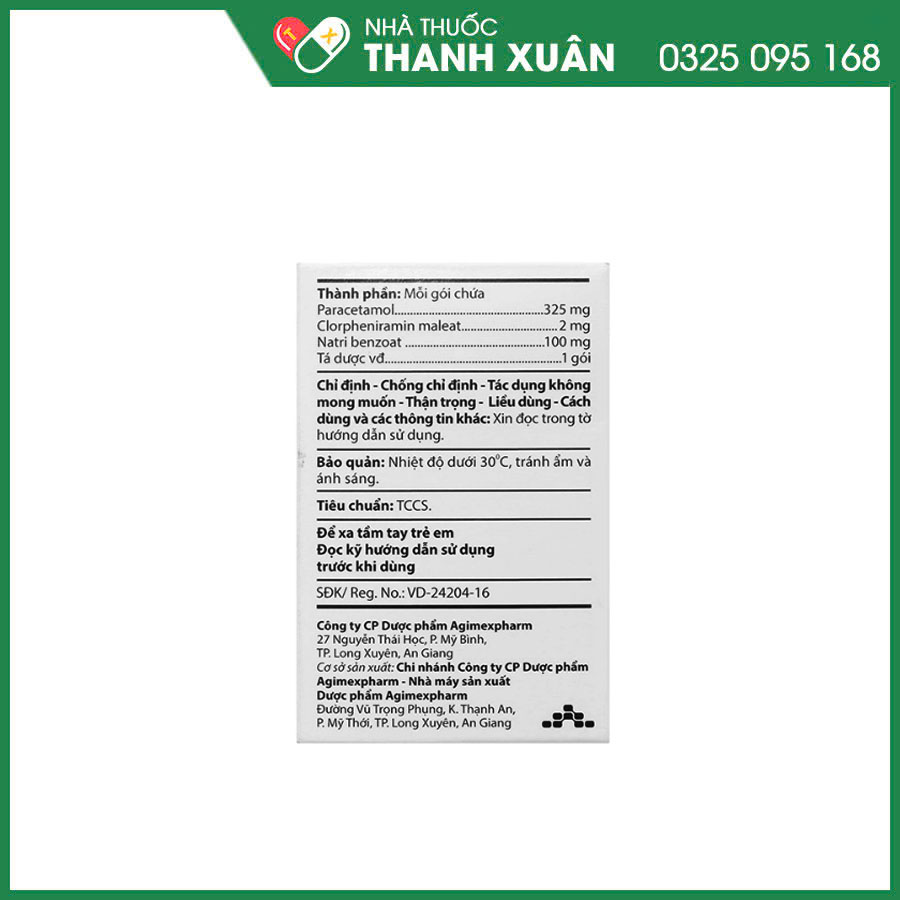 ACEgoi thuốc cốm trị sốt, ho, sổ mũi, nhức đầu