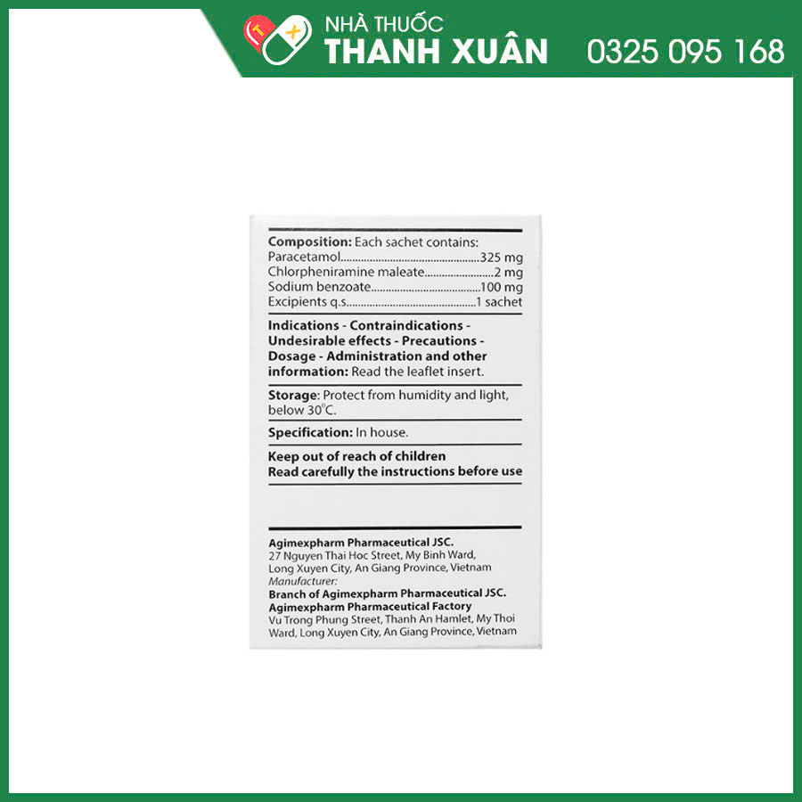 ACEgoi thuốc cốm trị sốt, ho, sổ mũi, nhức đầu