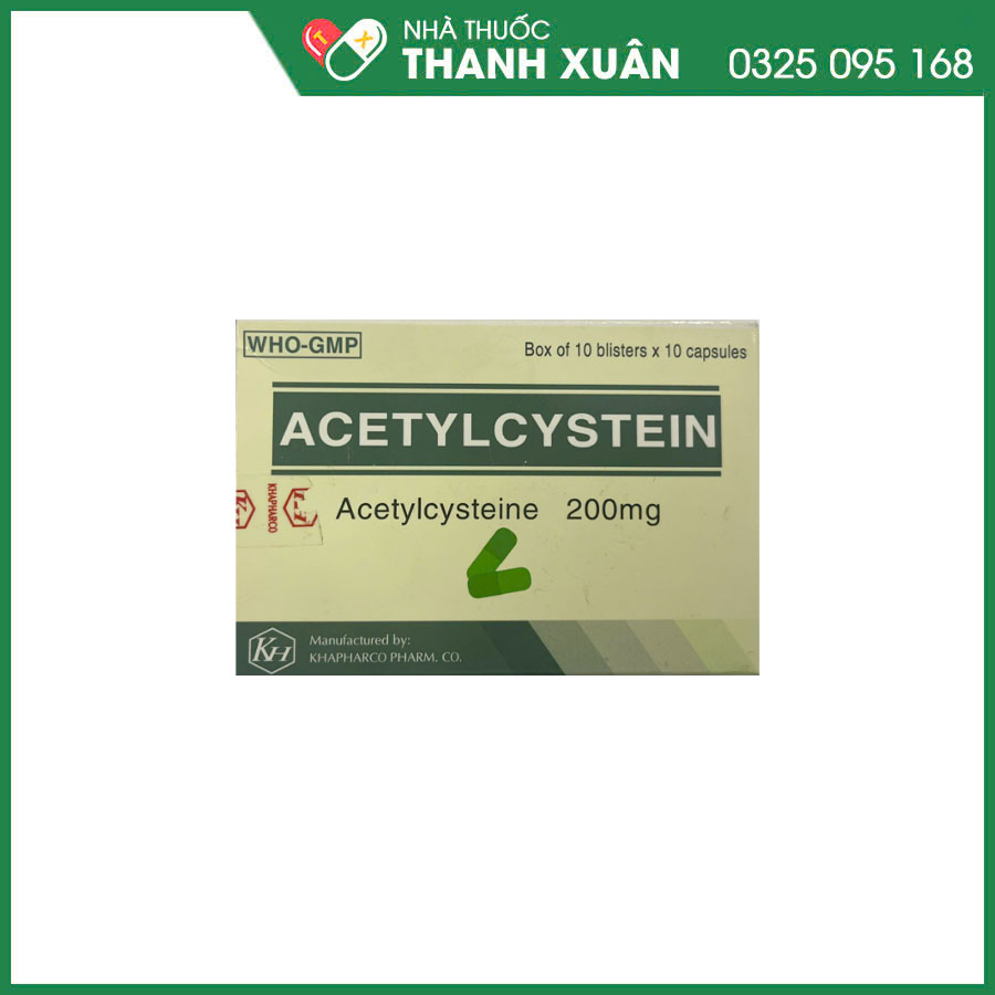 Acetylcystein 200mg thuốc giúp loãng đờm, tiêu chất nhày trong các bệnh lý đường hô hấp