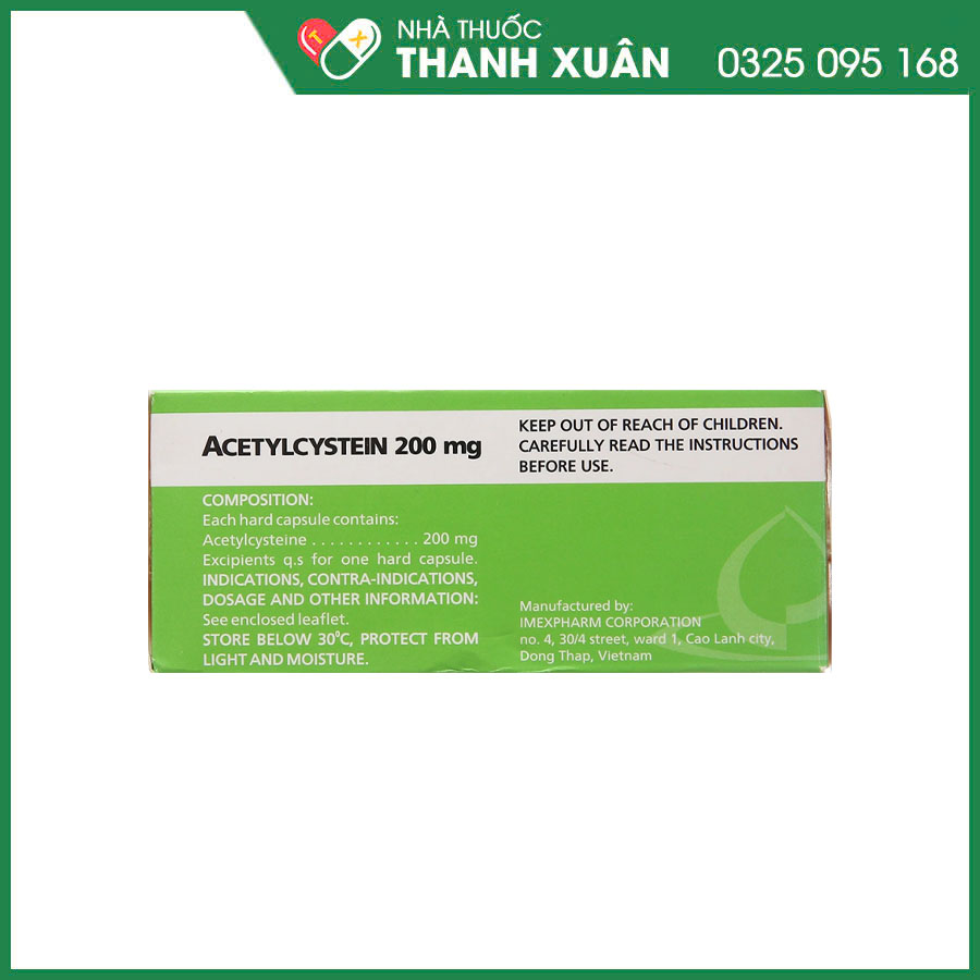 Acetylcystein 200mg thuốc tiêu chất nhầy trong các bệnh lý đường hô hấp