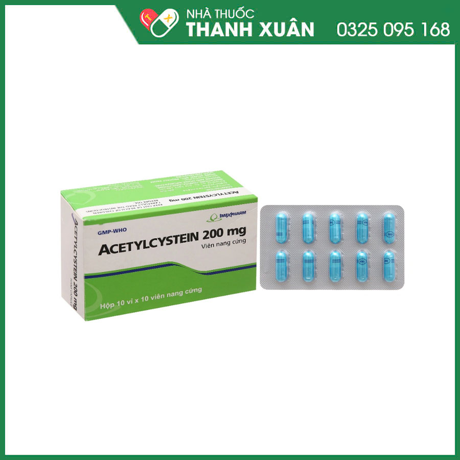 Acetylcystein 200mg thuốc tiêu chất nhầy trong các bệnh lý đường hô hấp