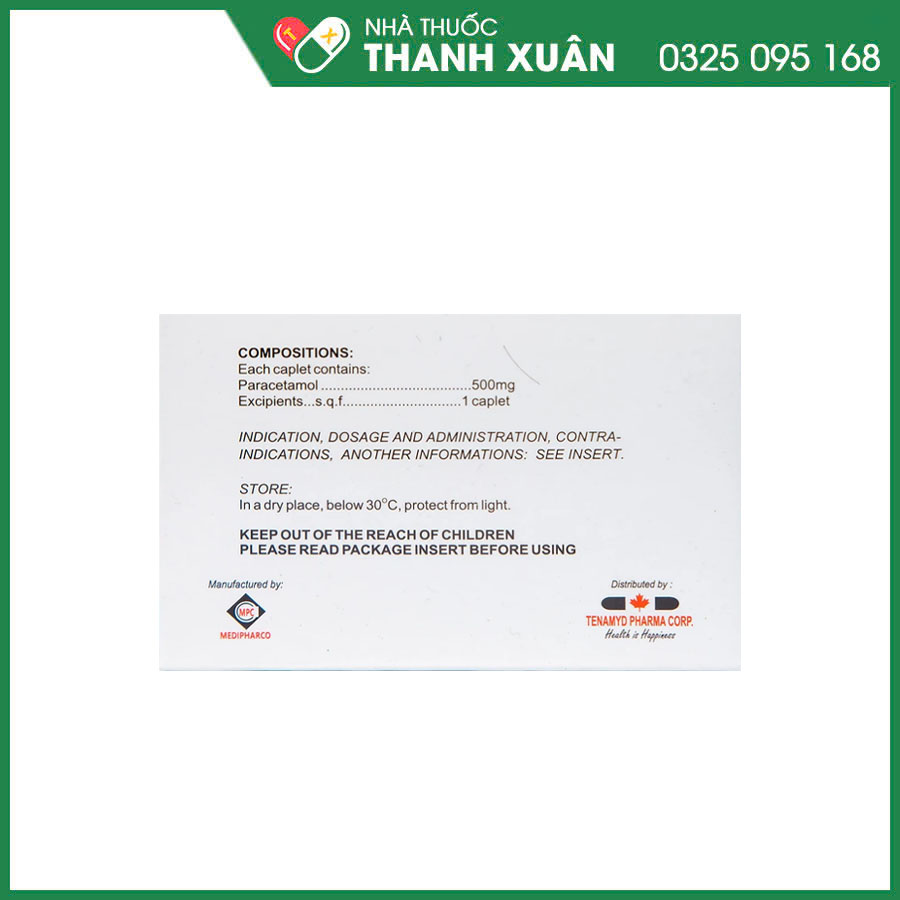 Actadol 500 thuốc giảm đau hạ sốt nhẹ đến vừa