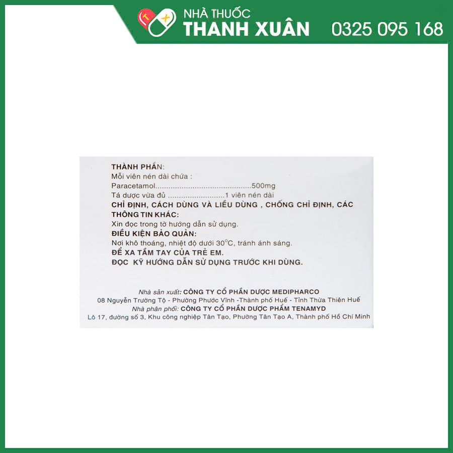 Actadol 500 thuốc giảm đau hạ sốt nhẹ đến vừa